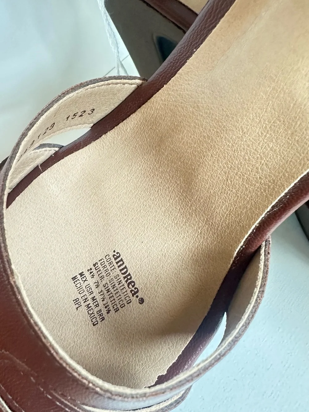 ANDREA Brown Leather Platform Sandal Heels